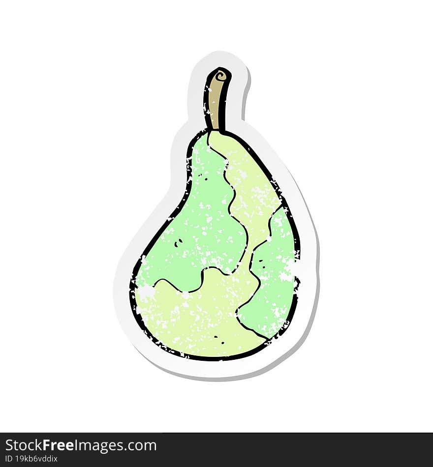 retro distressed sticker of a cartoon pear