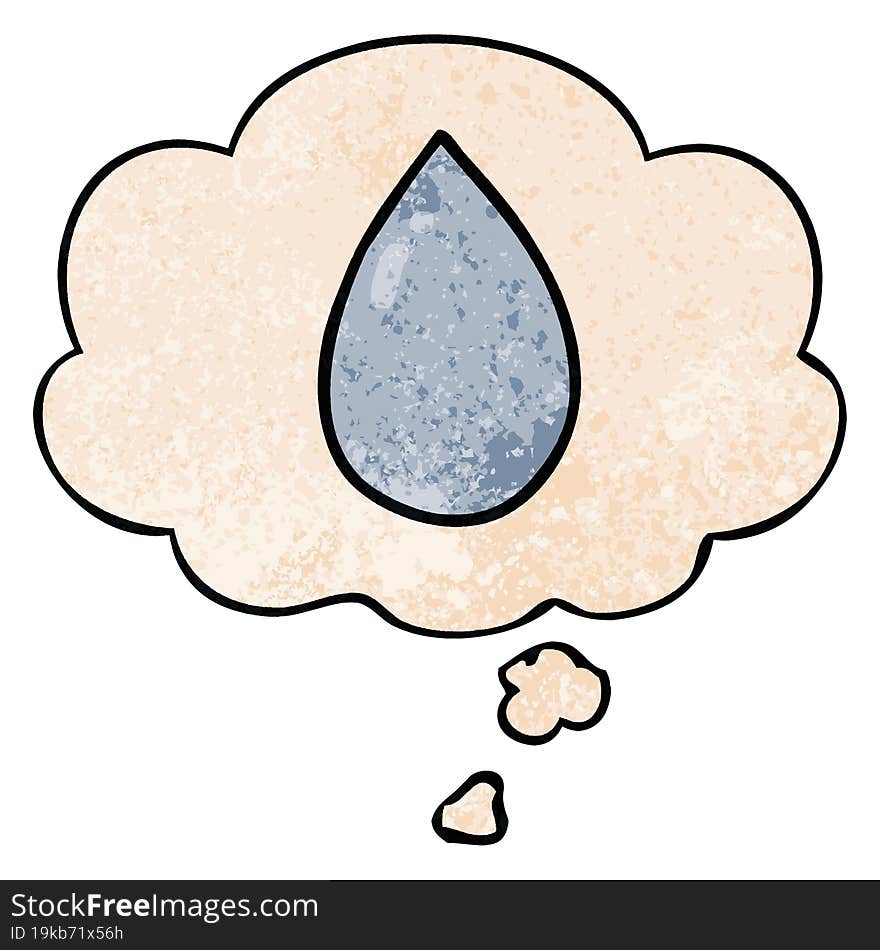 cartoon water droplet and thought bubble in grunge texture pattern style