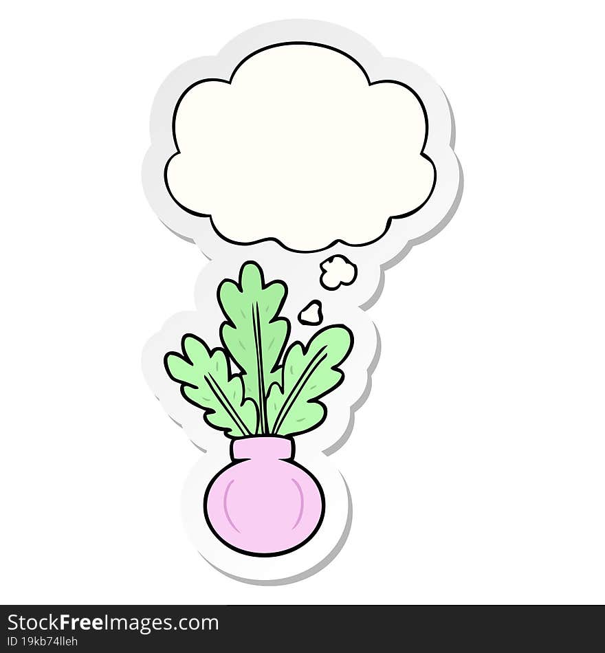 plant in vase and thought bubble as a printed sticker