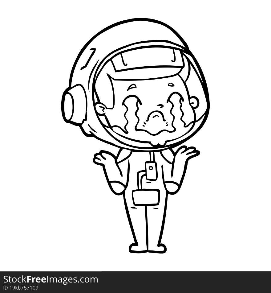 cartoon crying astronaut. cartoon crying astronaut