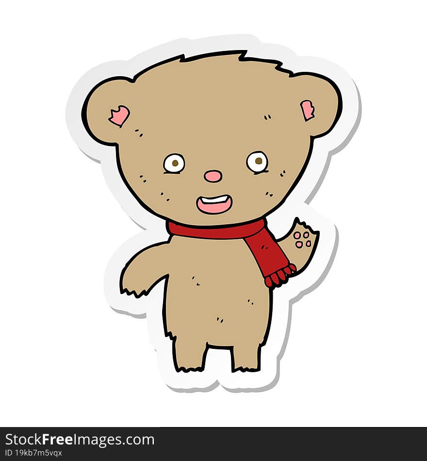 sticker of a cartoon teddy bear