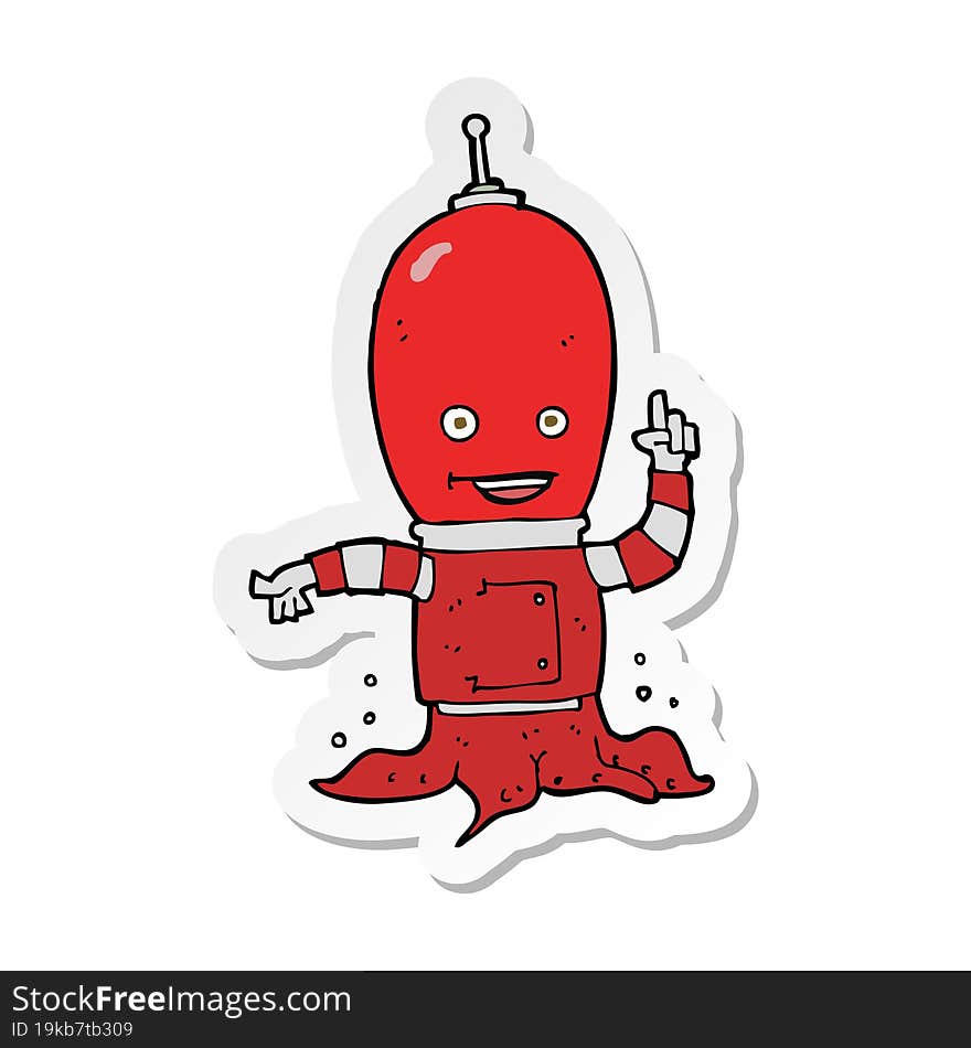 sticker of a cartoon alien spaceman