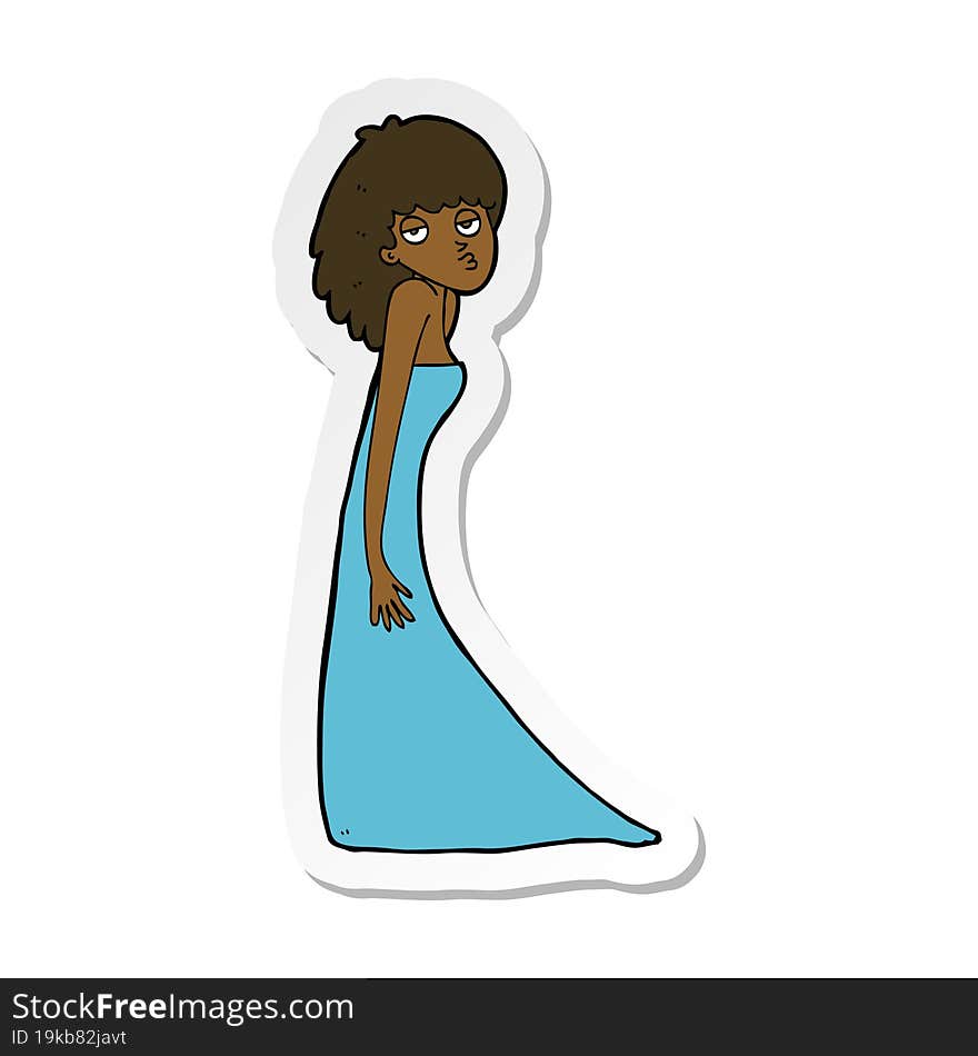 Sticker Of A Cartoon Woman Pulling Photo Face