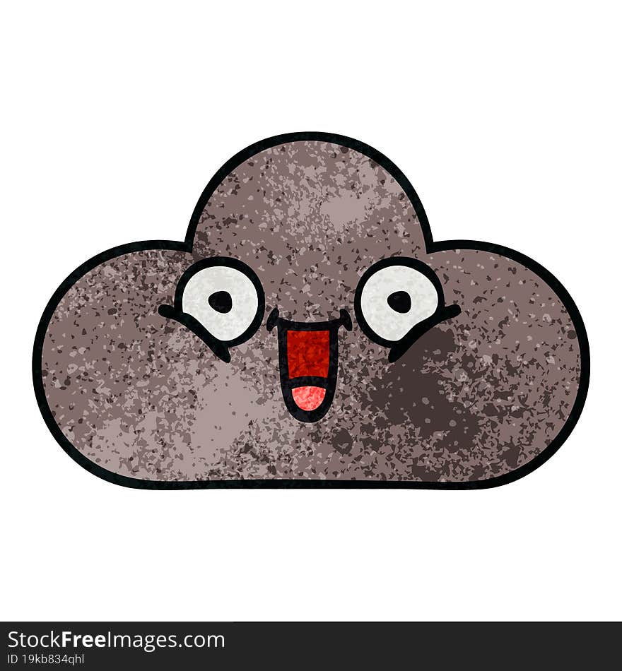 Retro Grunge Texture Cartoon Storm Cloud