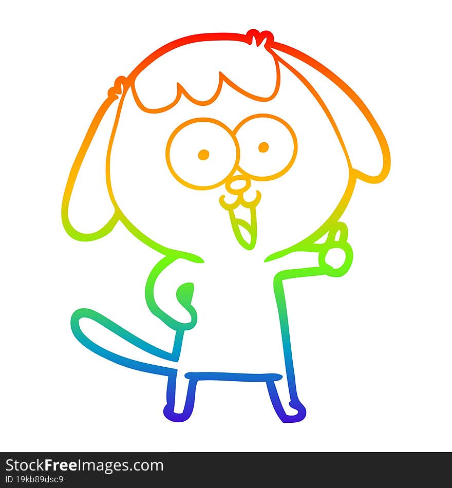 rainbow gradient line drawing of a cute cartoon dog