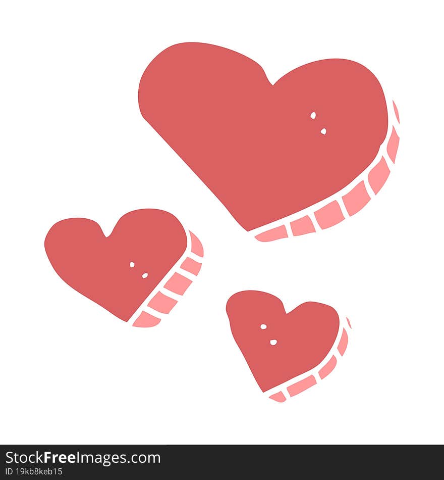 flat color style cartoon love hearts