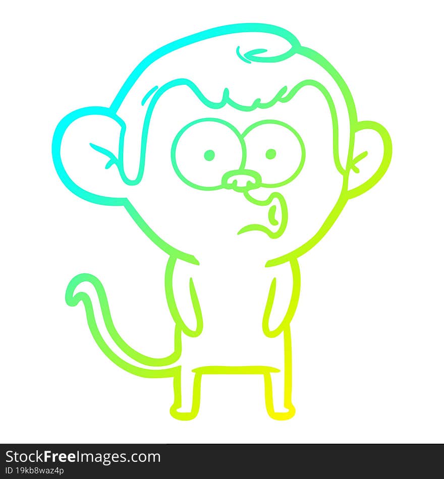 cold gradient line drawing cartoon hooting monkey