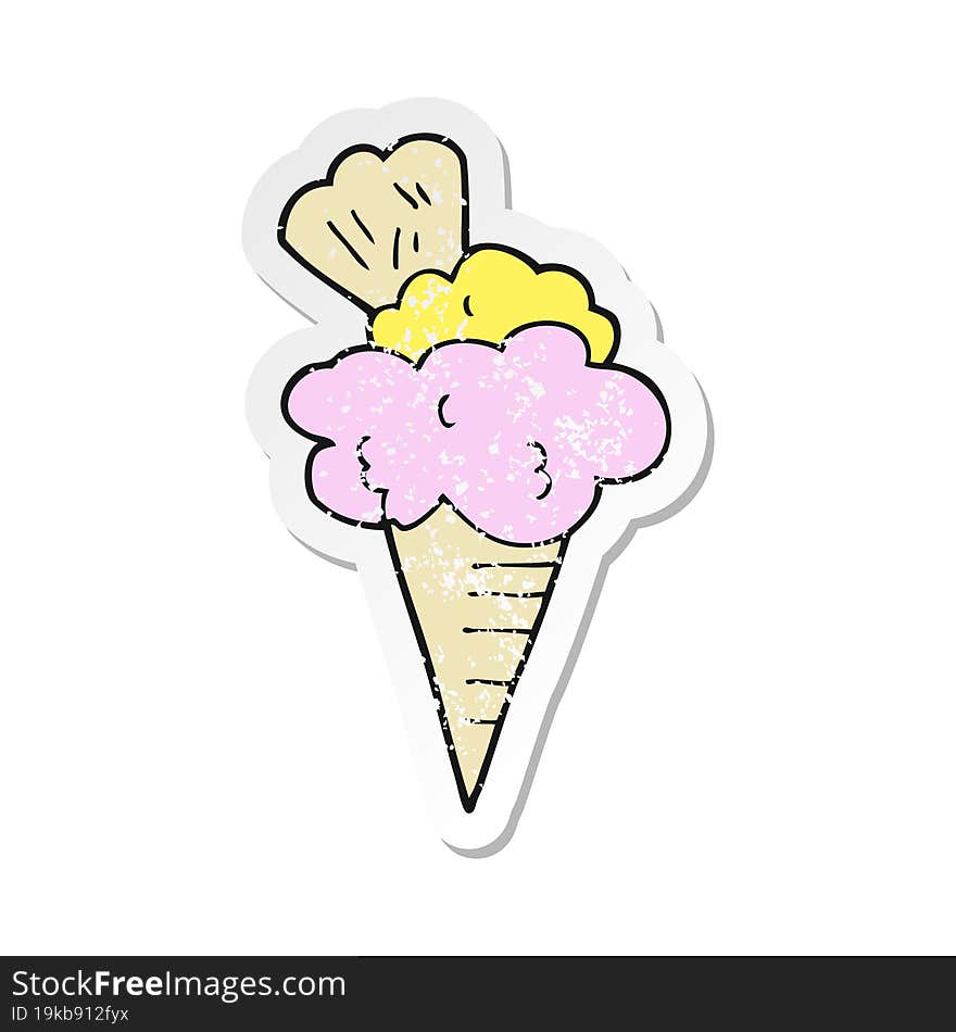 retro distressed sticker of a cartoon ice cream