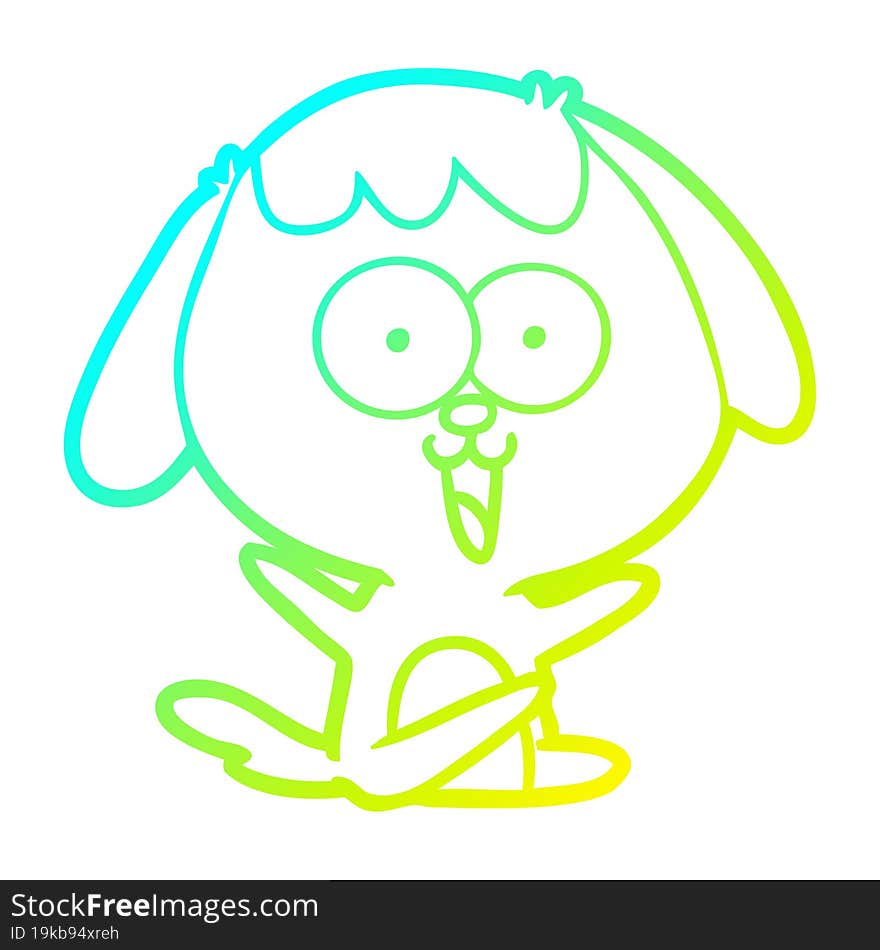 Cold Gradient Line Drawing Cute Cartoon Dog