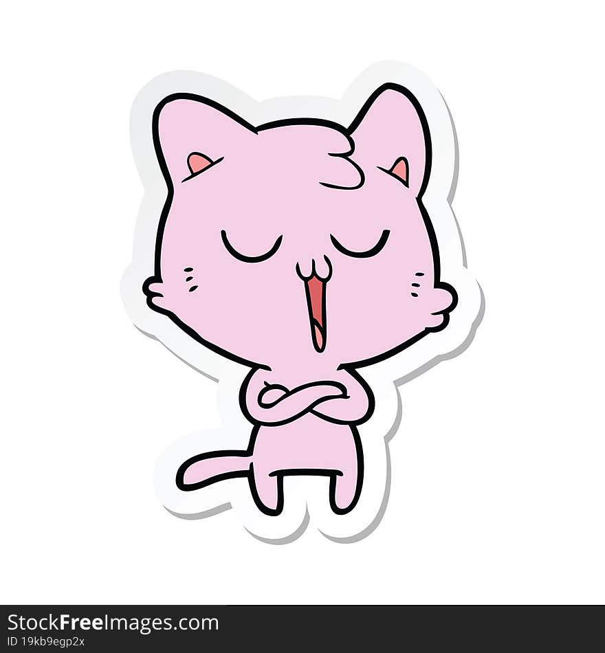 sticker of a cartoon cat singing