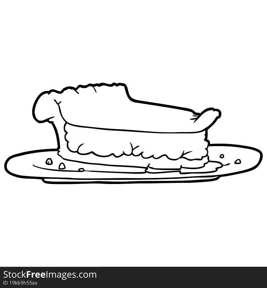 line drawing of a meat pie. line drawing of a meat pie