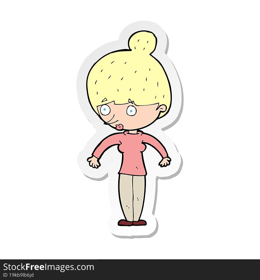 sticker of a cartoon woman staring