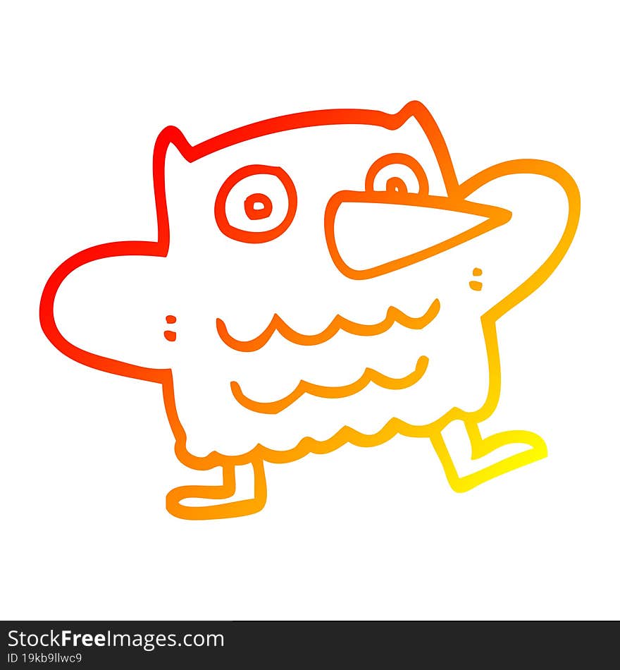 warm gradient line drawing funny cartoon owl