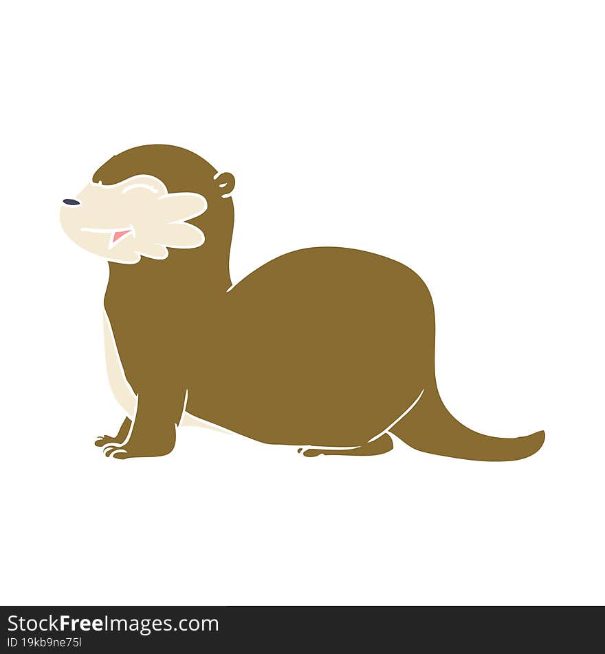 Laughing Otter Flat Color Style Cartoon