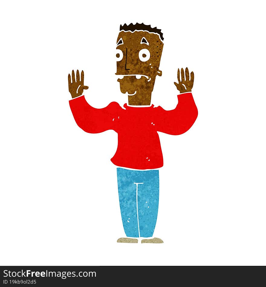 cartoon man surrendering