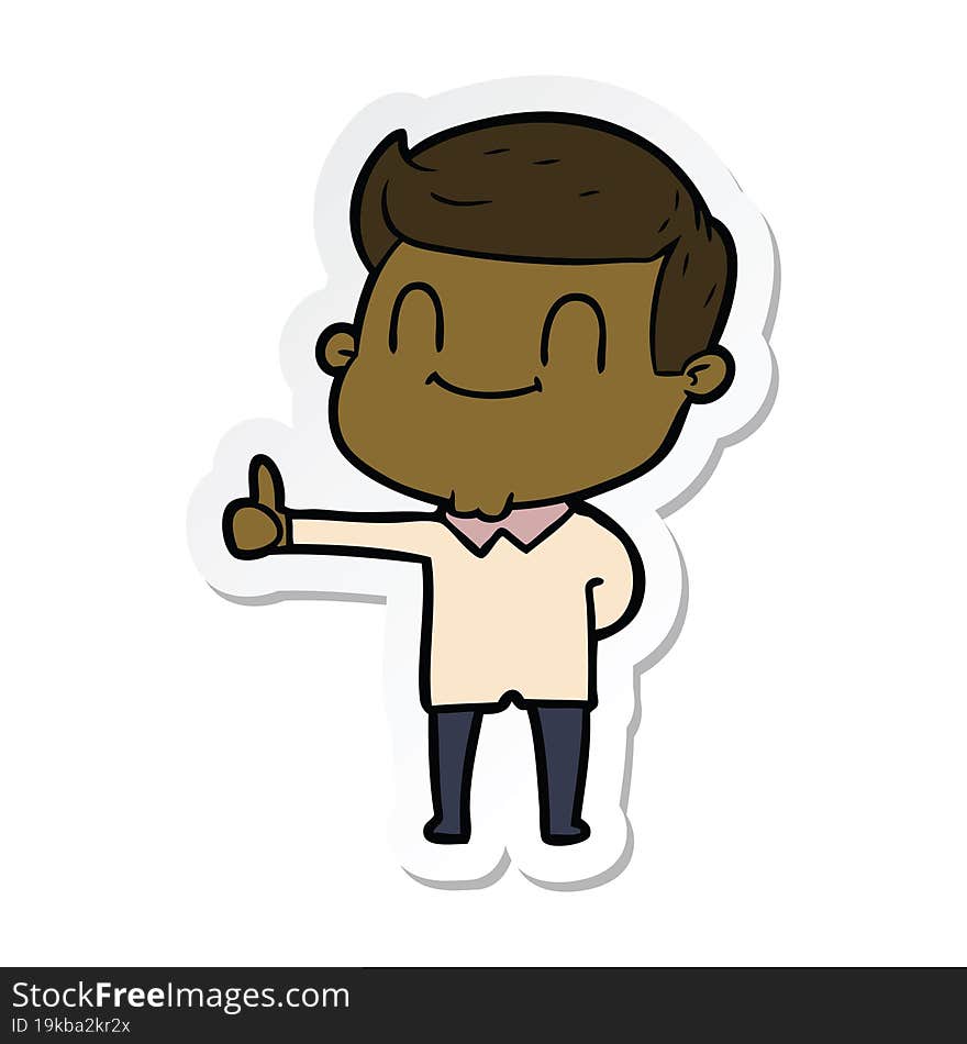 Sticker Of A Cartoon Friendly Man