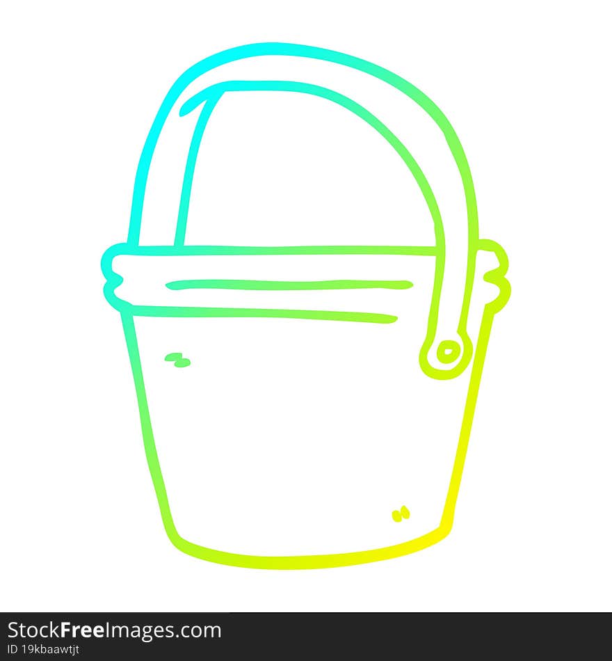 cold gradient line drawing cartoon bucket