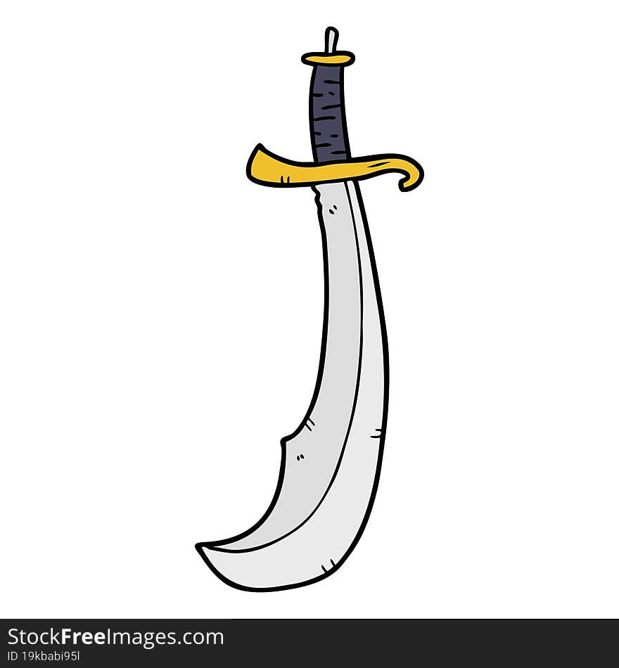 cartoon curved sword. cartoon curved sword