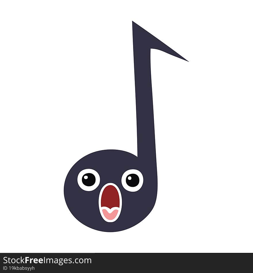 Flat Color Retro Cartoon Musical Note