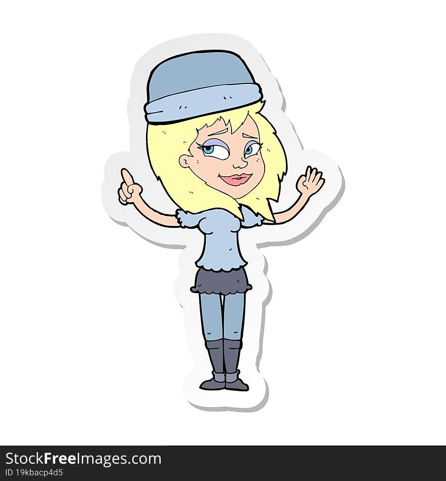 sticker of a cartoon woman in hat