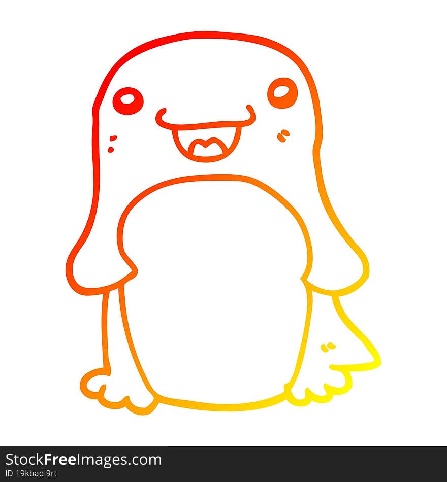 warm gradient line drawing cartoon penguin