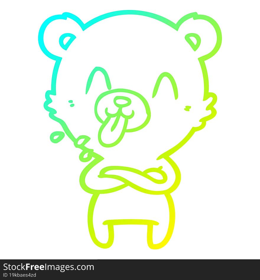 cold gradient line drawing rude cartoon polar bear sticking out tongue