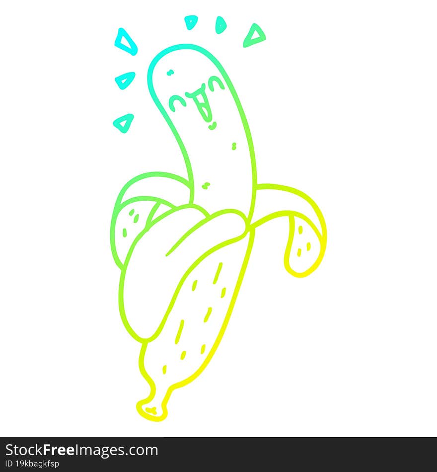 cold gradient line drawing cartoon banana