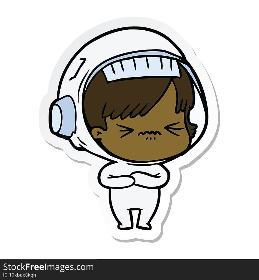 sticker of a cartoon astronaut woman