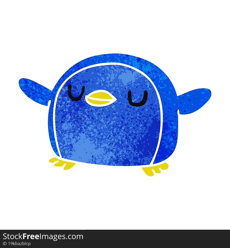 Retro Cartoon Kawaii Of A Cute Penguin