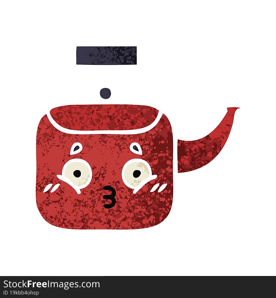 retro illustration style cartoon of a kettle