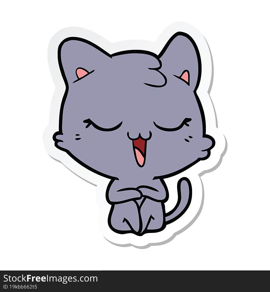 sticker of a happy cartoon cat