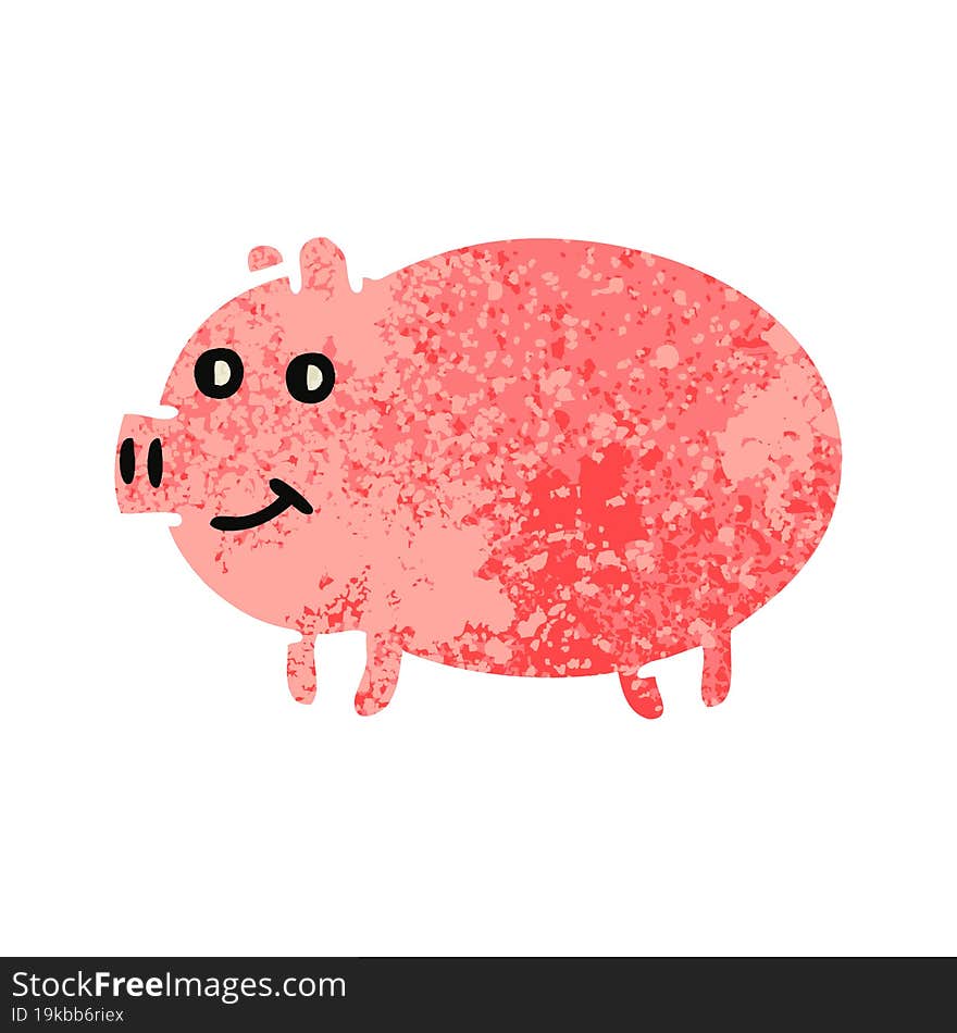 retro illustration style cartoon of a pig