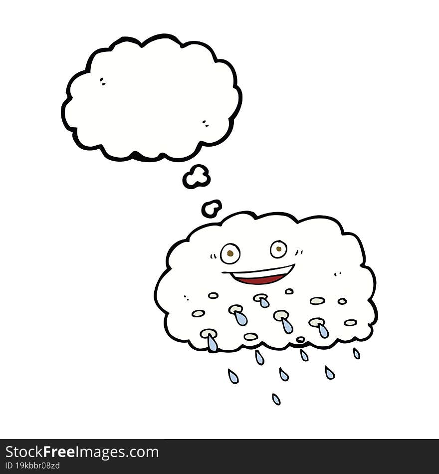 cartoon rain cloud with thought bubble