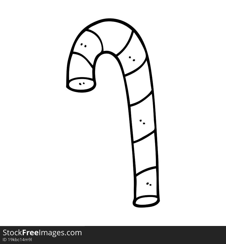 line drawing cartoon xmas candy cane