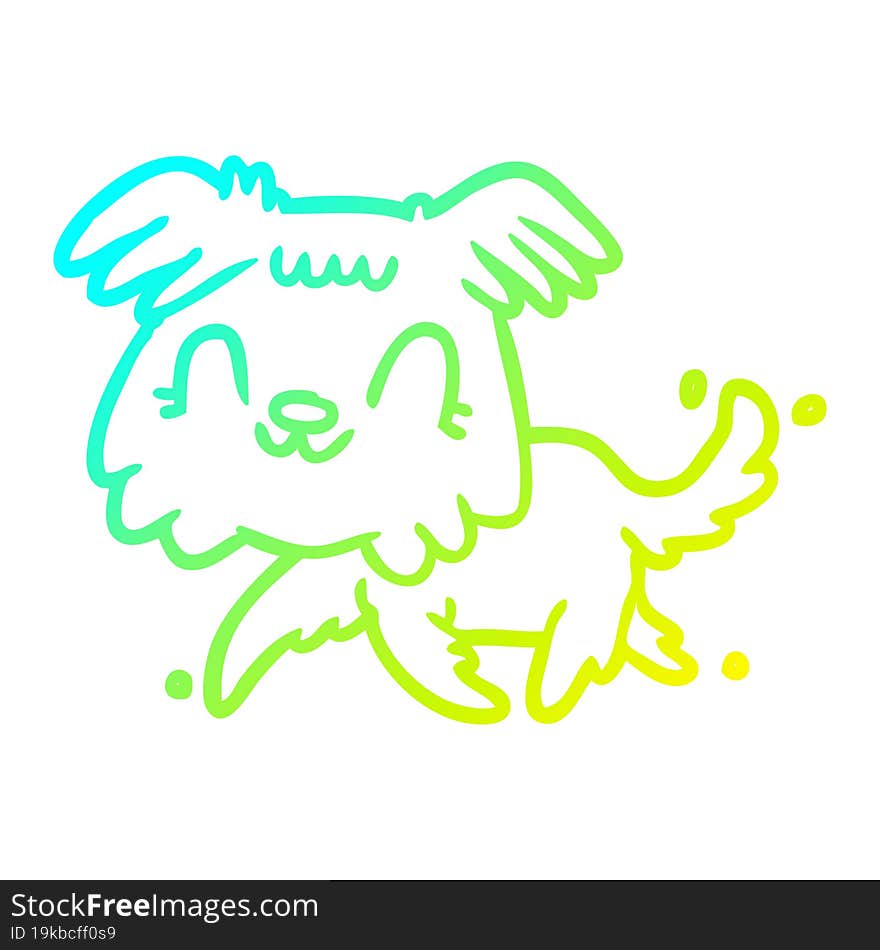 Cold Gradient Line Drawing Little Dog