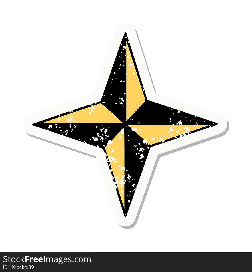 traditional distressed sticker tattoo of a star