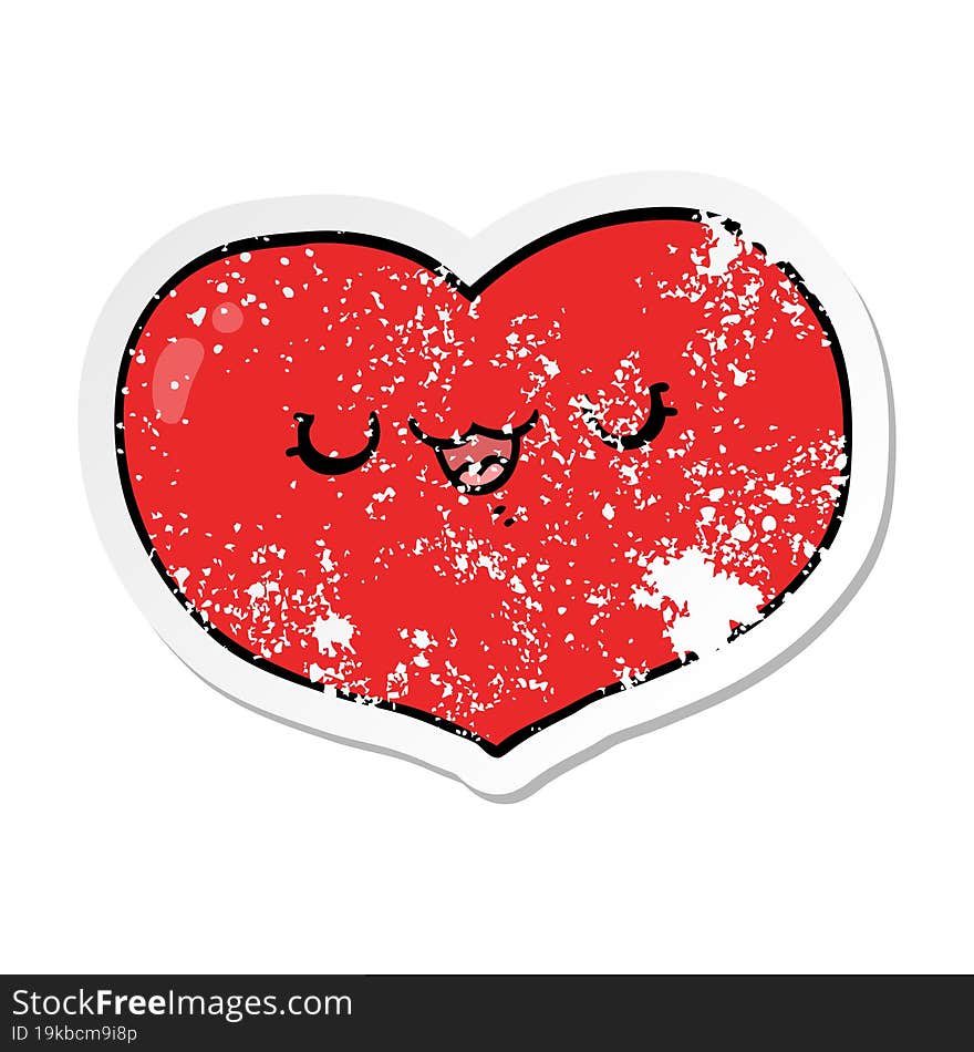 Distressed Sticker Of A Cartoon Love Heart