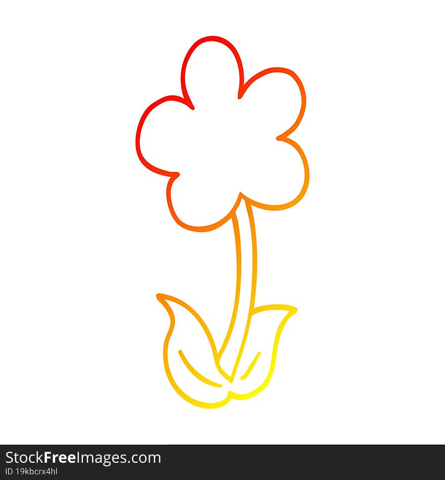 warm gradient line drawing of a cute cartoon flower