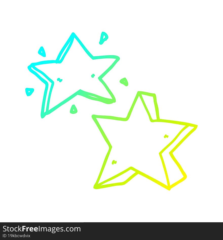 Cold Gradient Line Drawing Cartoon Star