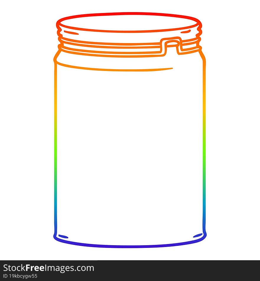 rainbow gradient line drawing cartoon empty glass jar