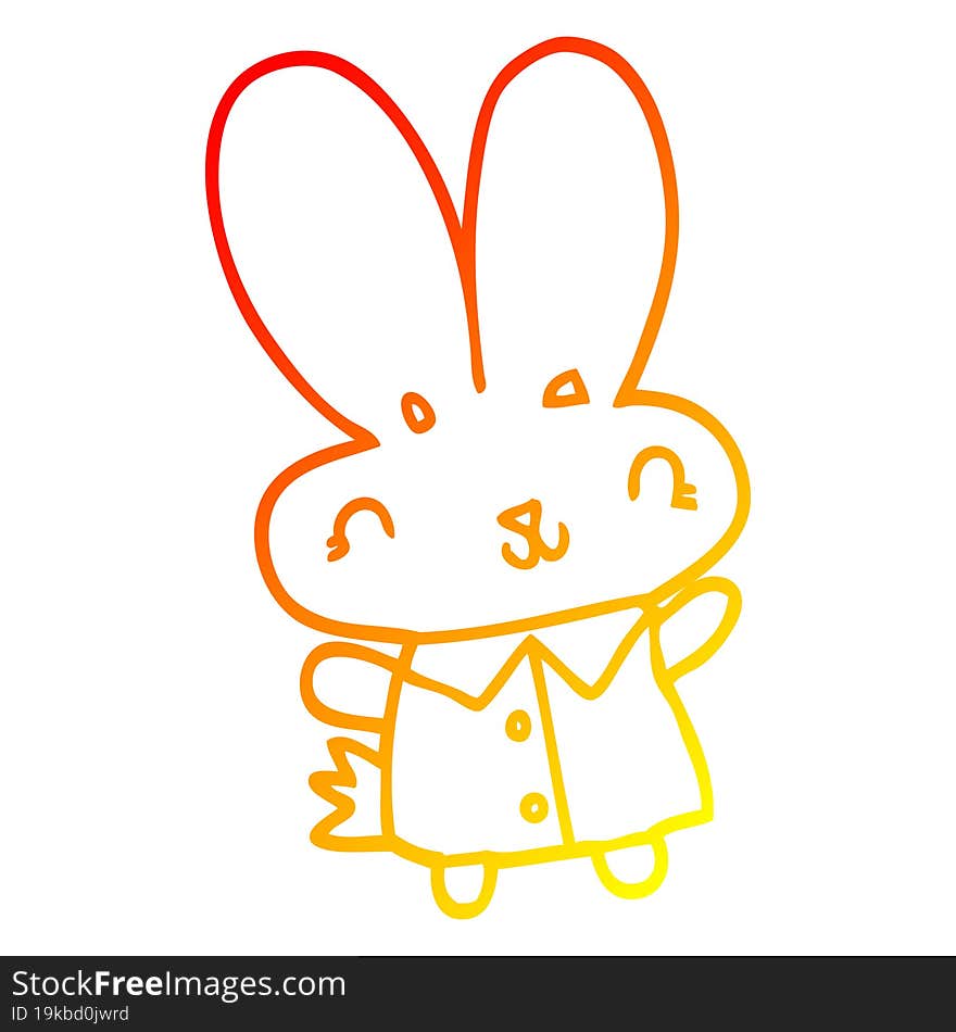 warm gradient line drawing cute cartoon tiny rabbit