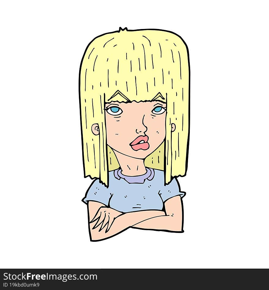 Cartoon Girl With Folded Arms