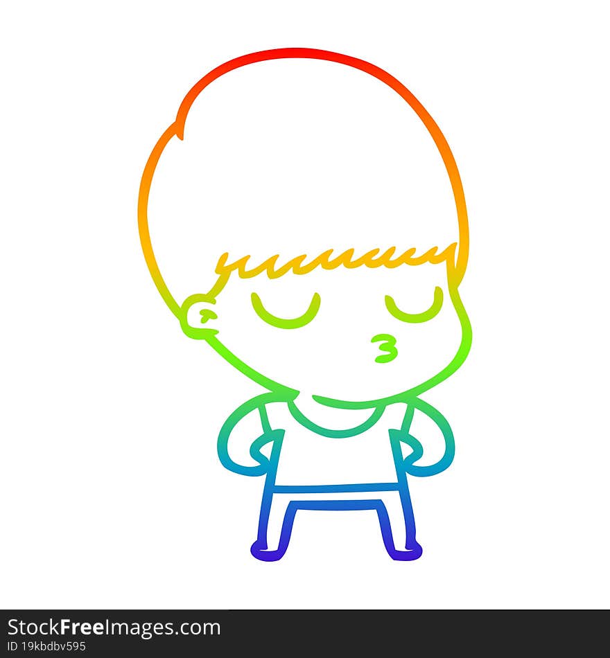 rainbow gradient line drawing cartoon calm boy