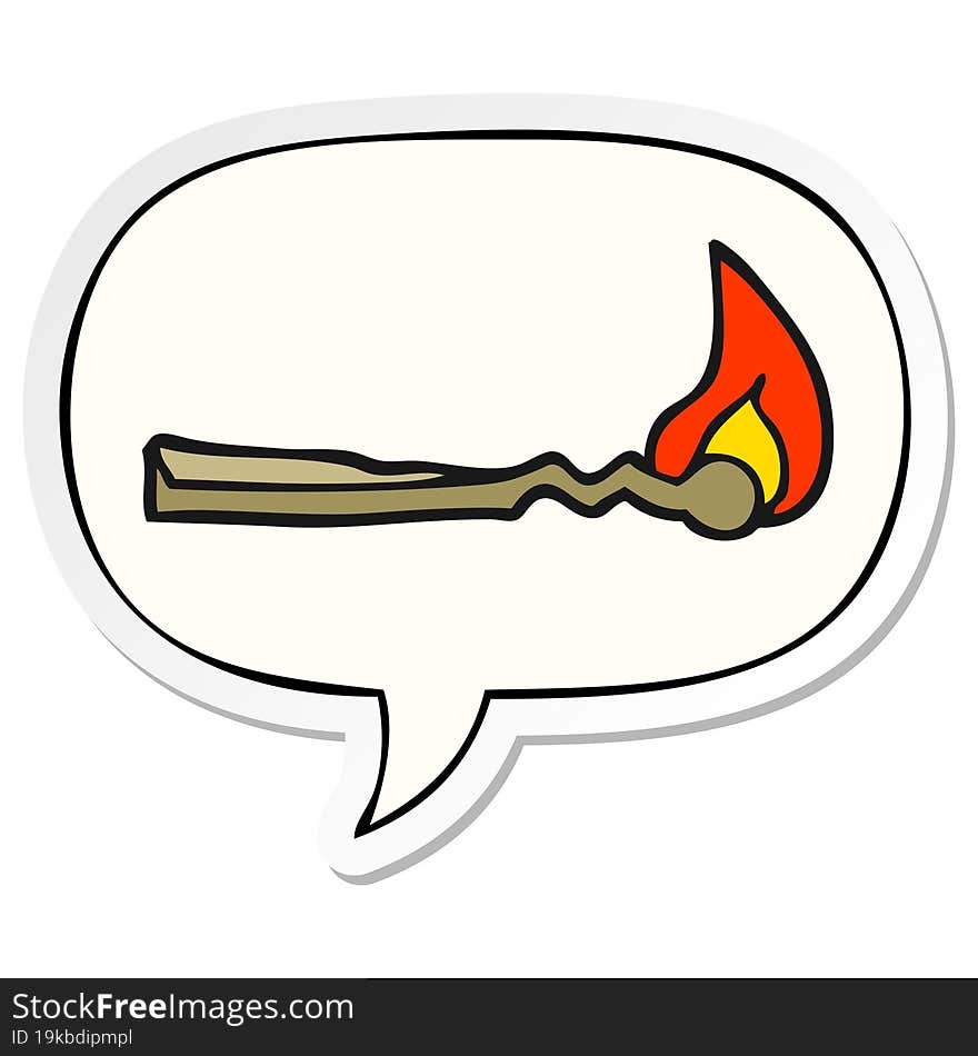 cartoon burning match and speech bubble sticker