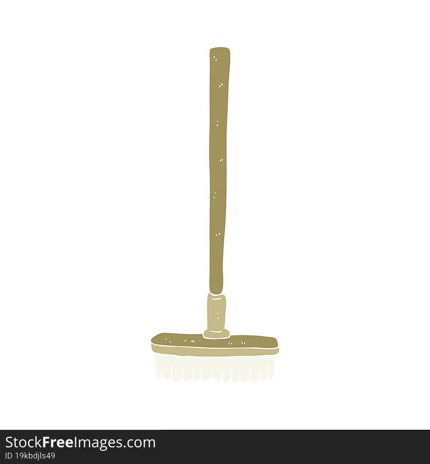 flat color illustration of a cartoon broom