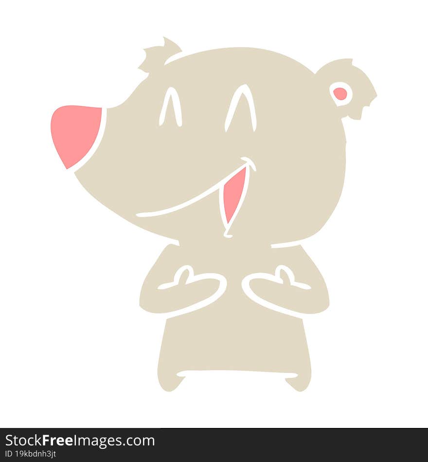 laughing bear flat color style cartoon