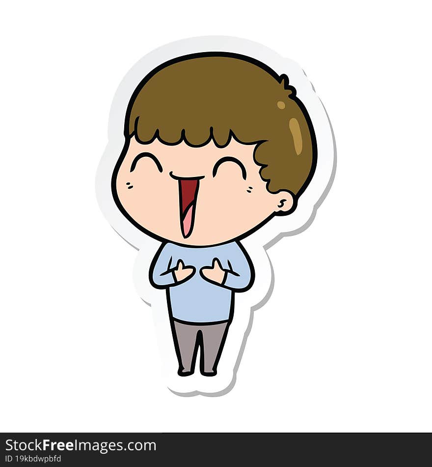 sticker of a cartoon happy man