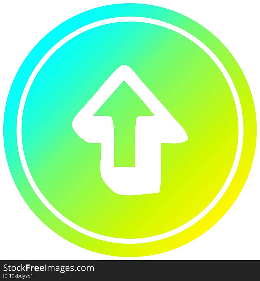 direction arrow circular in cold gradient spectrum