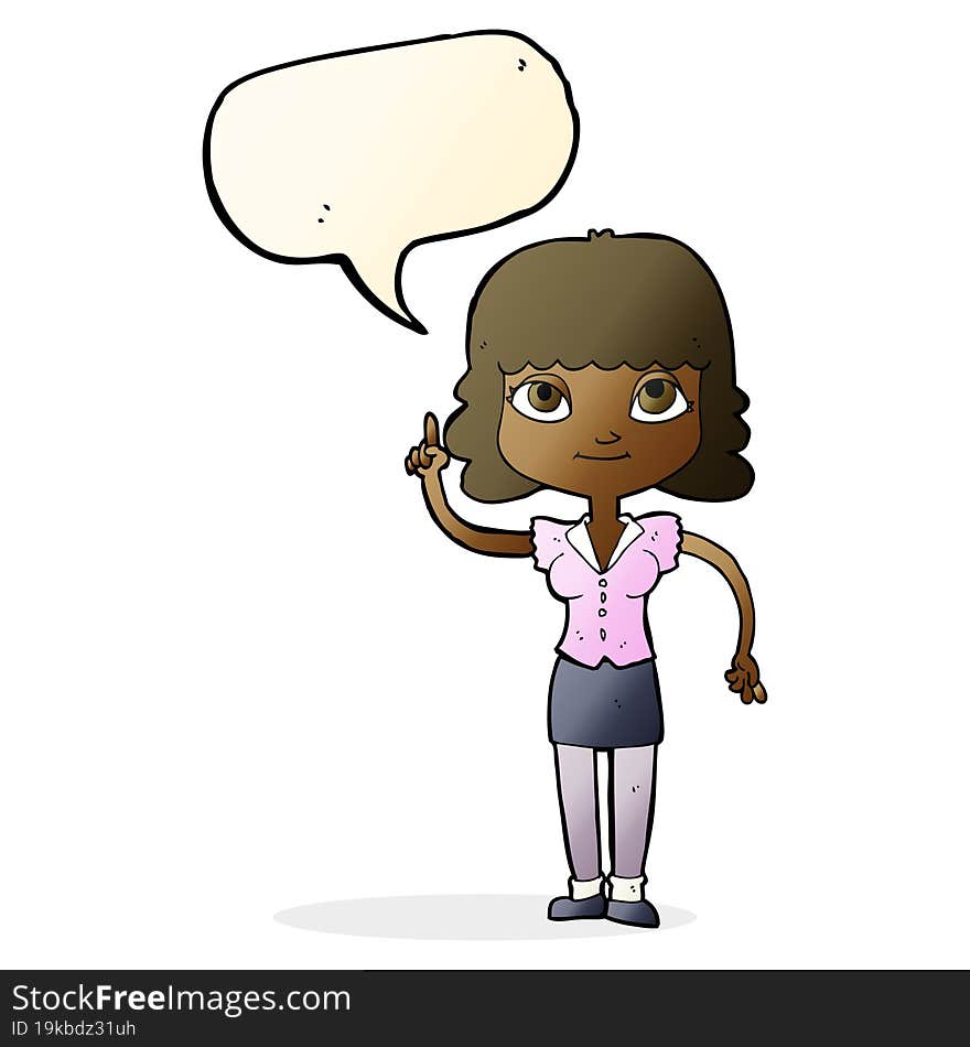 Cartoon Woman With Idea With Speech Bubble