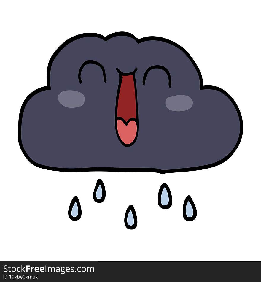 cartoon doodle of a happy rain cloud